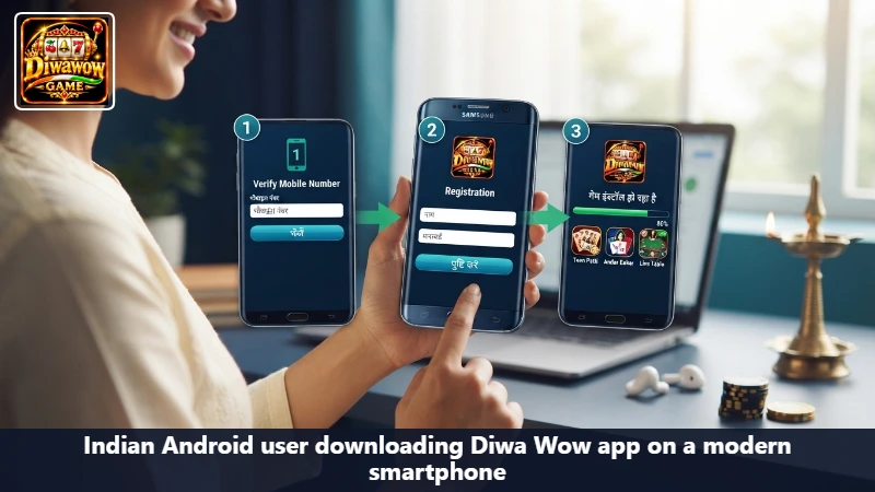 Android phone in India with a single Diwa Wow installer and the permission screen