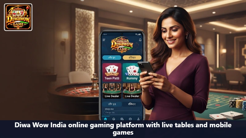 Adult in India reading a Diwa Wow lobby on a phone before any payment