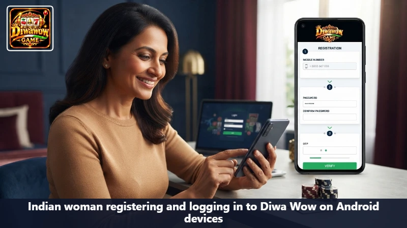 Two phones showing a blank registration form and a login form, no real number visible