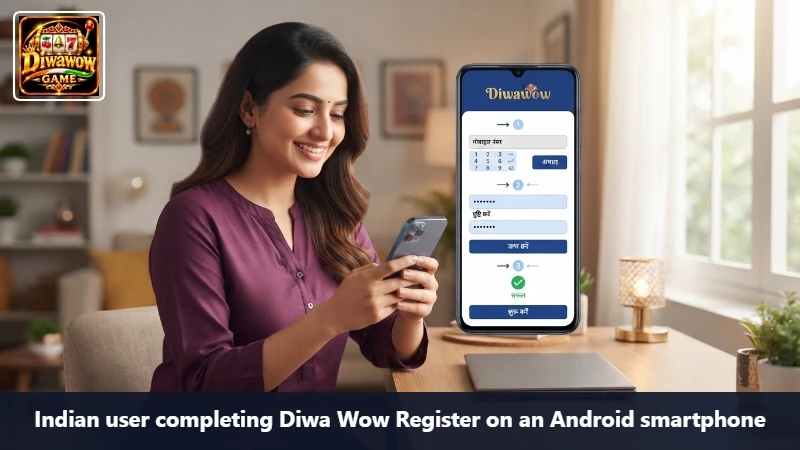 Blank Diwa Wow registration screen on a phone in a quiet room