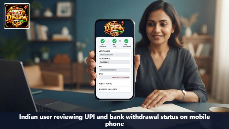 UPI and bank rows on a withdrawal screen with personal IDs covered